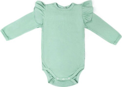 Боди детское с длинным рукавом с рюшами AMAROBABY Fashion, зеленый, р.56