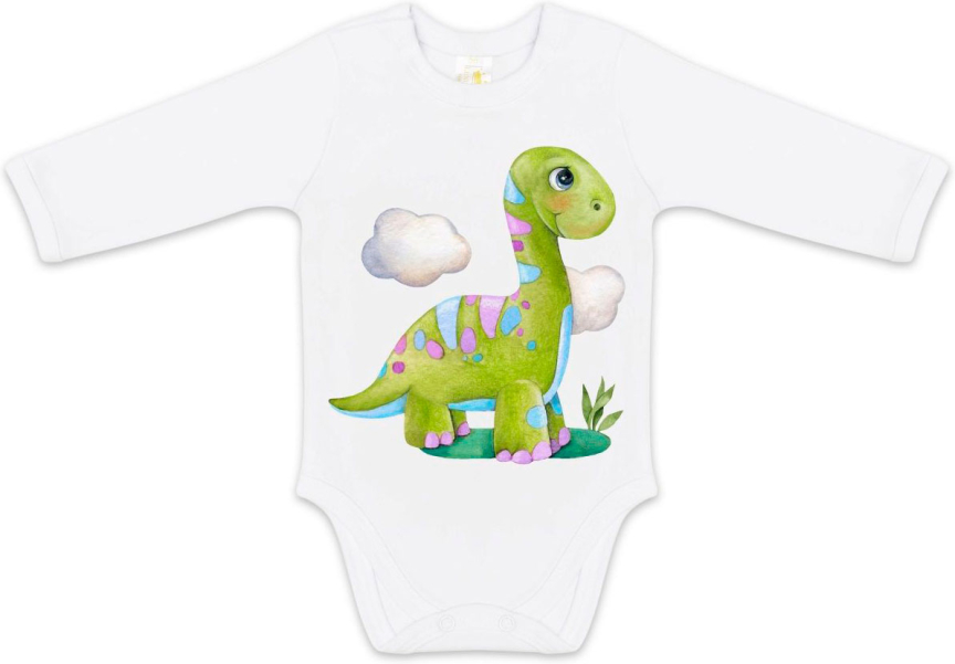 Боди с длинным рукавом Luxury Baby Динозаврик белый 56
