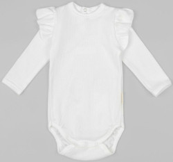 Боди детское с длинным рукавом с рюшами AMAROBABY Fashion, молочный, р.68